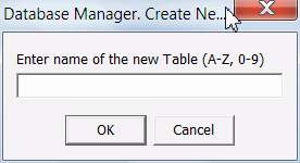 New Table name dialog box